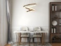 Dining room mockup with luxury spiral hanging lamp and dining table Royalty Free Stock Photo