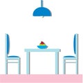 Dining room Modern with furniture. Flat Vector Illustration.