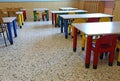 Dining room of the nursery canteen without children Royalty Free Stock Photo