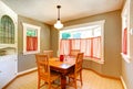 Dining room in old house with carved wood table Royalty Free Stock Photo