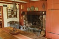 A primitive colonial style reproduction home dining room..
