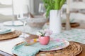 Dining room table decorated for Easter celebration