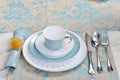 Dinner service  tableware  dishware dinnerware dining room Royalty Free Stock Photo