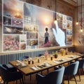 a smart dining room wall covered in interactive touch-sensitive digital art.