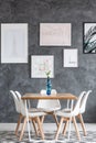 Dining room with white flowers Royalty Free Stock Photo