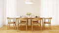 Dining room wooden style and clean design - 3D Rendering