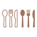 Dining silverware flat icon set with spoon, knife and fork