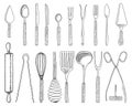Dining or snack fork for oysters, ice cream spoon and knife for dessert or butter and baking. kitchen utensils, cooking Royalty Free Stock Photo