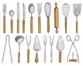 Dining or snack fork for oysters, ice cream spoon and knife for dessert or butter and baking. kitchen utensils, cooking Royalty Free Stock Photo