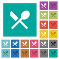 Dining square flat multi colored icons