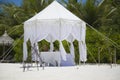 Dining Table for Honeymoon couples at Tropical Beach Royalty Free Stock Photo