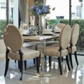 Dining table and comfortable chairs with elegant table setting