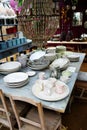 Dining Table with crockery Royalty Free Stock Photo