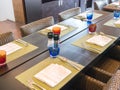 Dining table for customers coming to the hotel. Royalty Free Stock Photo