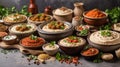 Middle Eastern or Arabic dishes and mezes concrete Royalty Free Stock Photo