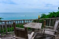 Dining Table at Food terrace showing seaview