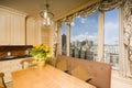 Dining table in kitchen nook penthouse new york Royalty Free Stock Photo