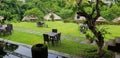 dining table in the middle of the garden