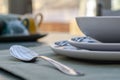Dining table with spoon Royalty Free Stock Photo