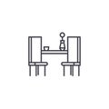 Dining table with two chairs vector line icon, sign, illustration on background, editable strokes Royalty Free Stock Photo