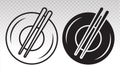 Dining vector flat icon with plate and chopsticks or cutlery on a transparent background