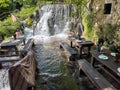 Dining in the waterfall in krka national park in croatia Royalty Free Stock Photo