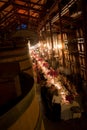 Dining in a wine cellar