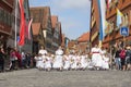Children in white dresses in DinkelsbÃÂ¼hl during the festivities of the historical