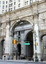 Dinkins Manhattan Municipal Building, the arch of the main entrance facing Centre Street, New York, NY, USA