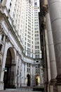 Dinkins Manhattan Municipal Building, Centre Street facade, partial view from front court inside the colonnade, New York, NY