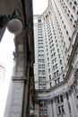 Dinkins Manhattan Municipal Building, Centre Street facade, partial view from front court inside the colonnade, New York, NY