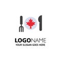 Dinner, Autumn, Canada, Leaf Business Logo Template. Flat Color Royalty Free Stock Photo