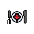 Dinner, Autumn, Canada, Leaf  Flat Color Icon. Vector icon banner Template Royalty Free Stock Photo