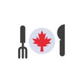 Dinner, Autumn, Canada, Leaf  Flat Color Icon. Vector icon banner Template Royalty Free Stock Photo