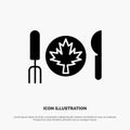 Dinner, Autumn, Canada, Leaf solid Glyph Icon vector Royalty Free Stock Photo