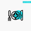 Dinner, Autumn, Canada, Leaf turquoise highlight circle point Vector icon