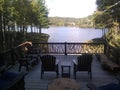 Dinner on back deck overlooking sweetgrass lake
