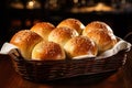 Dinner bread rolls in bread basket, traditional holiday home baked Royalty Free Stock Photo