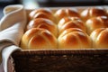 Dinner bread rolls in bread basket, traditional holiday home baked Royalty Free Stock Photo