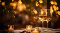 Dinner in a chic restaurant, on the terrace in the fresh air, by candlelight with a glass of champagne or wine, with