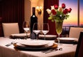 Dinner and elegant date in the home dining room for an event, significant event or occasion, aristocratic style,