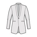 Dinner fitted jacket suit tuxedo technical fashion illustration with single breasted, long sleeves, jetted pockets. Flat