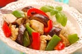 Dinner with grilled vegetables,chicken and rice Royalty Free Stock Photo