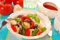 Dinner with grilled vegetables,chicken and rice Royalty Free Stock Photo