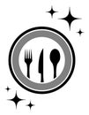 Dinner icon with kitchen ware Royalty Free Stock Photo