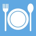 Dinner icon. Plate, fork and spoon. Vector sign Royalty Free Stock Photo