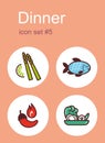 Dinner icons Royalty Free Stock Photo