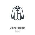 Dinner jacket outline vector icon. Thin line black dinner jacket icon, flat vector simple element illustration from editable Royalty Free Stock Photo