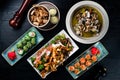 dinner in a Japanese restaurant set table Royalty Free Stock Photo