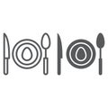 Dinner line and glyph icon, food and dishware, plate sign, vector graphics, a linear pattern on a white background.